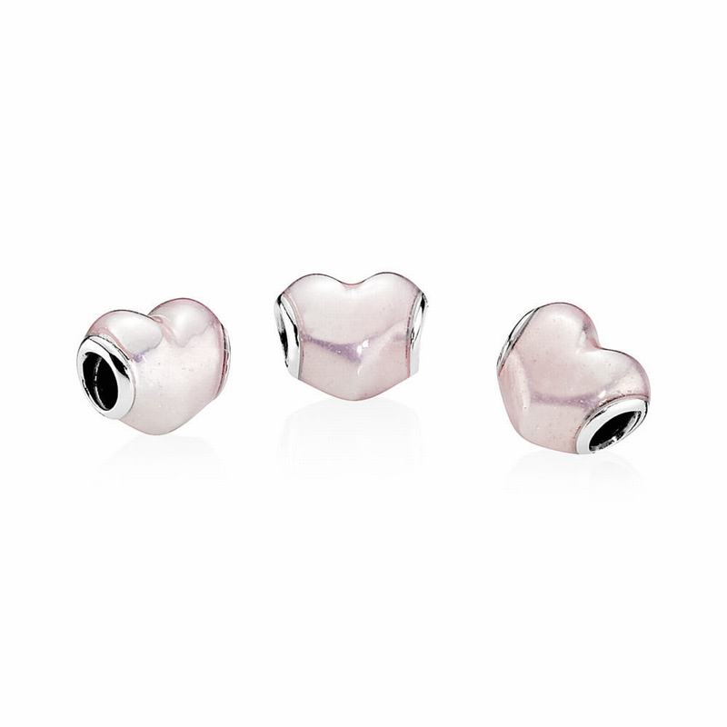 Pandora Glittering Heart Charm - Sterling Silver/Enamel/Pink - Canada | PW6771JX